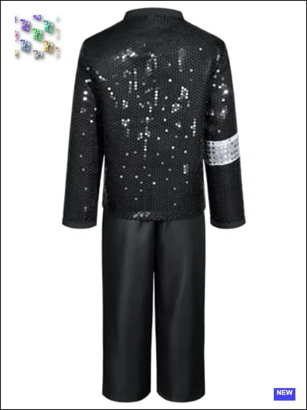 Boys 80s 90s Dance Star Costume Set Sequin Jacket Hat Gloves Sunglasses